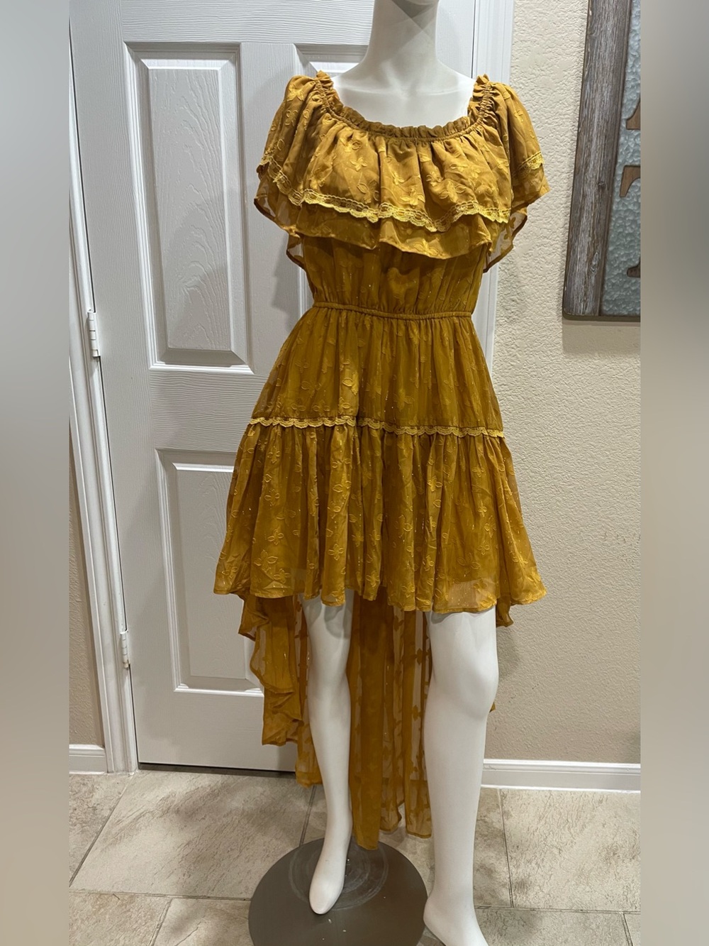 Aeom High-Low Mustard Tone Dress Size Small